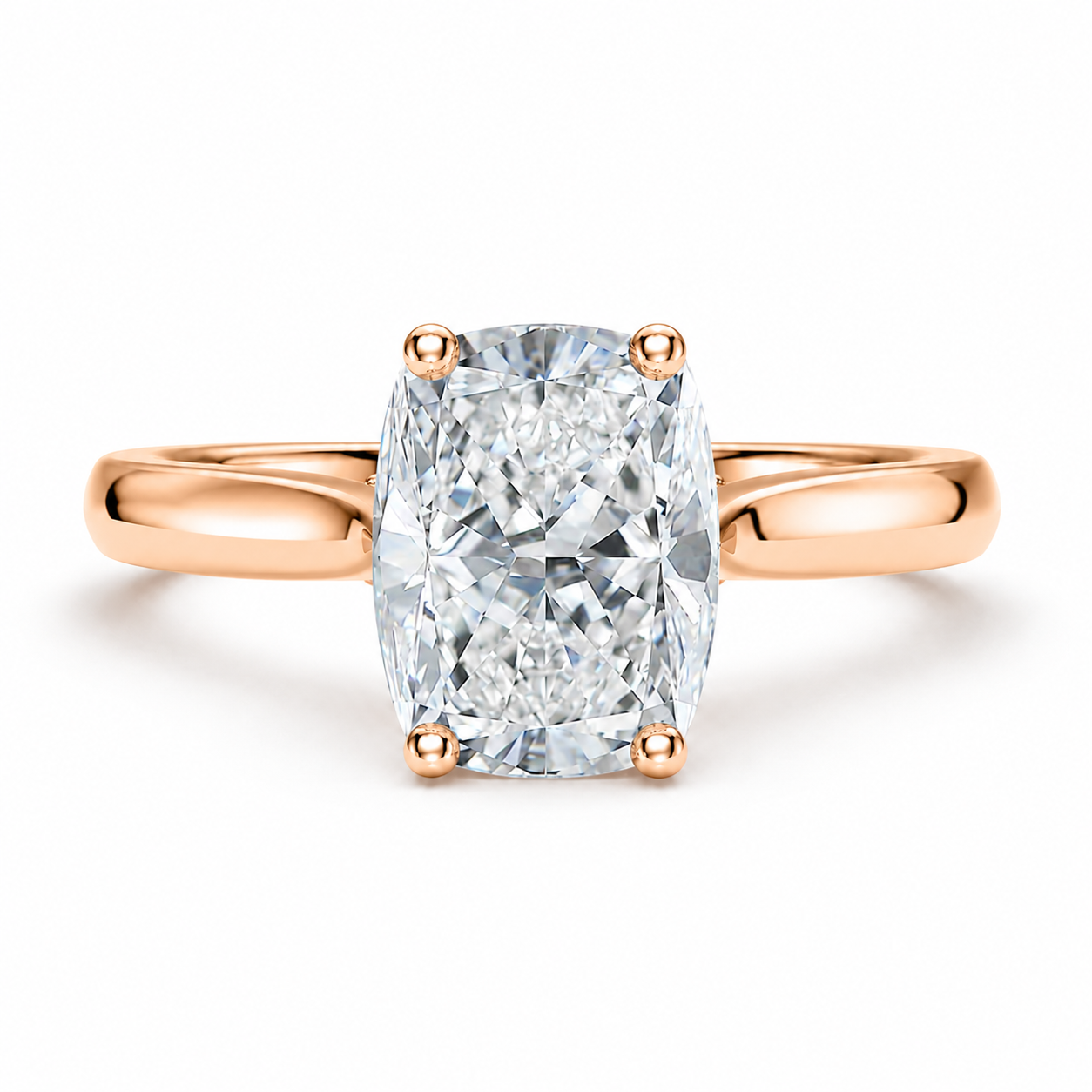 Elongated Cushion Cut Cathedral Setting Lab Grown Diamond Ring with Pavé Bridge✧ 1-4 Carat