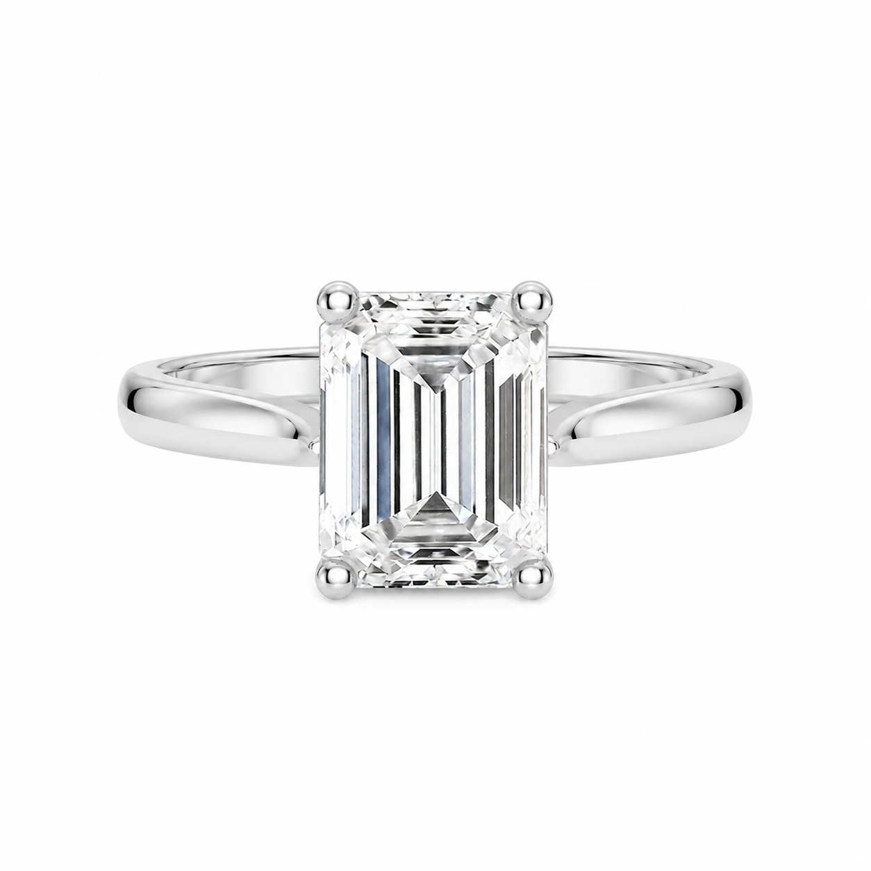 Emerald Cut Cathedral Setting Lab Grown Diamond Ring with Pavé Bridge✧ 1-4 Carat
