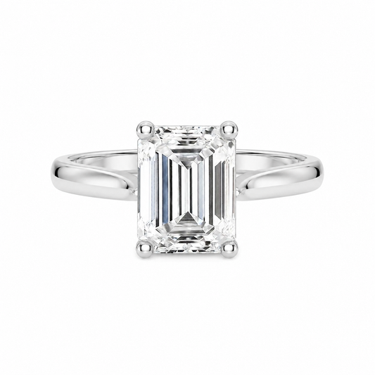 Emerald Cut Cathedral Setting Lab Grown Diamond Ring with Pavé Bridge✧ 1-4 Carat