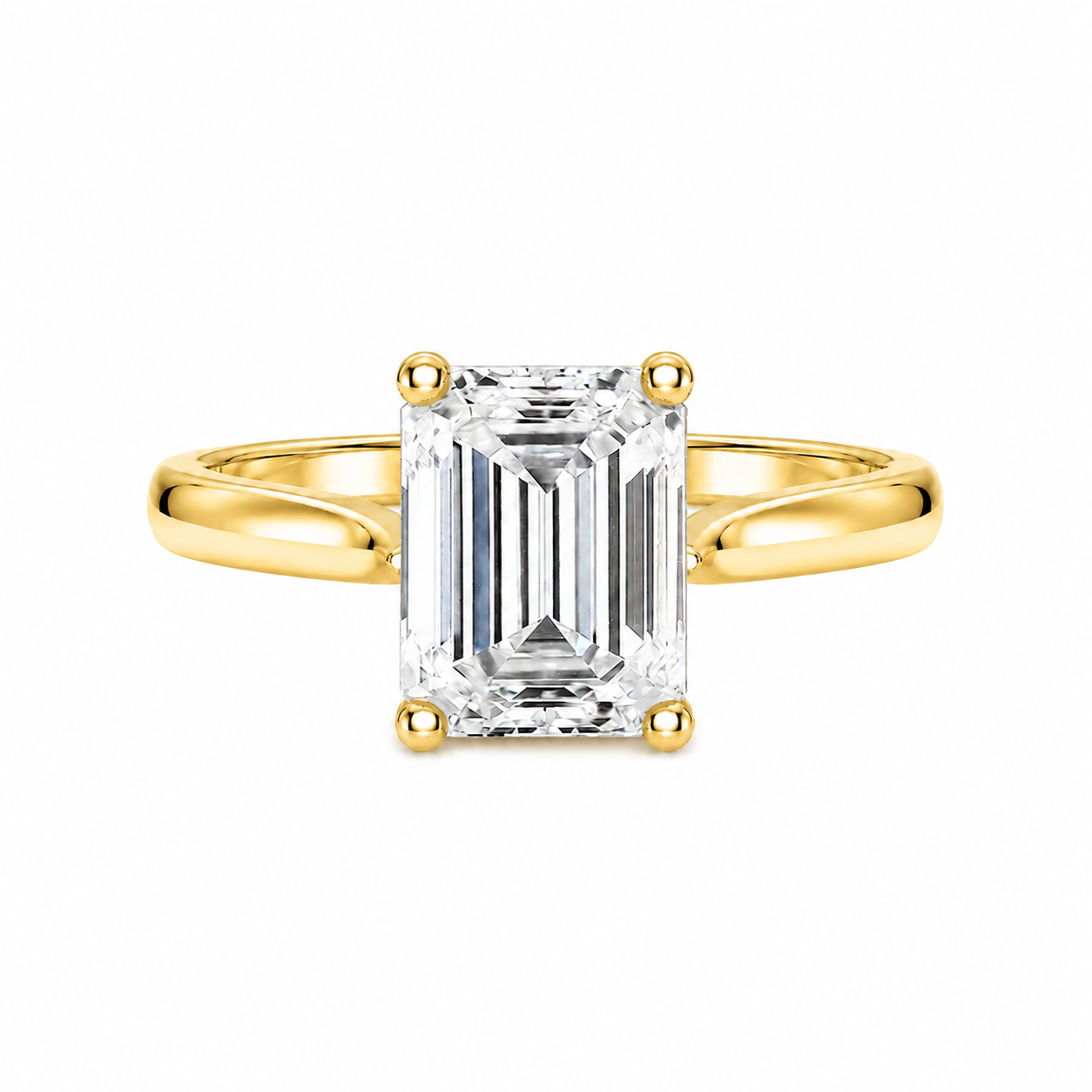 Emerald Cut Cathedral Setting Lab Grown Diamond Ring with Pavé Bridge✧ 1-4 Carat