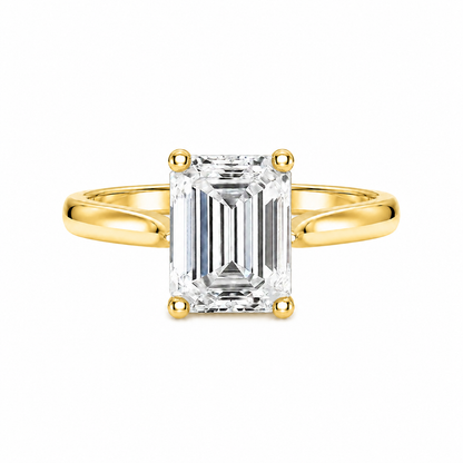 Emerald Cut Cathedral Setting Lab Grown Diamond Ring with Pavé Bridge✧ 1-4 Carat