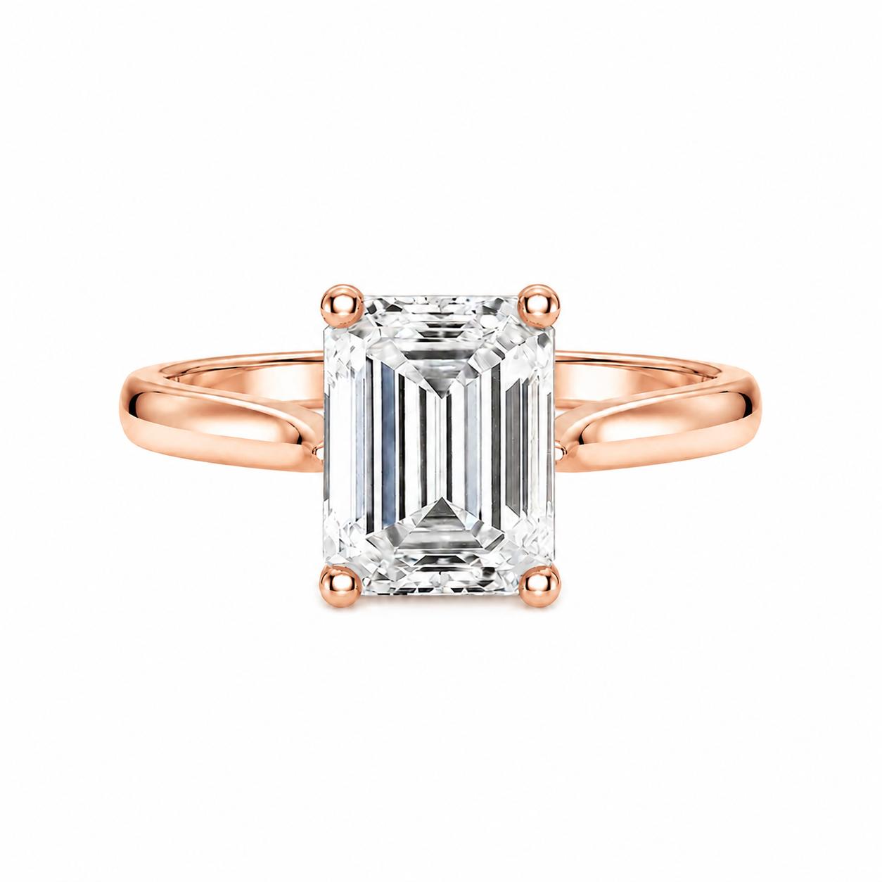 Emerald Cut Cathedral Setting Lab Grown Diamond Ring with Pavé Bridge✧ 1-4 Carat