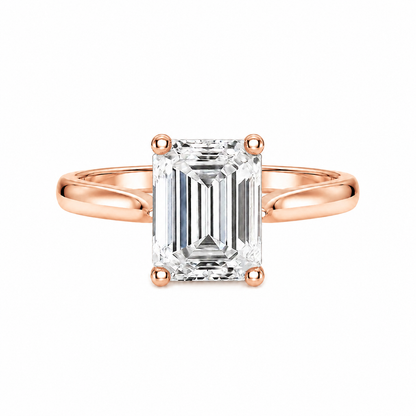 Emerald Cut Cathedral Setting Lab Grown Diamond Ring with Pavé Bridge✧ 1-4 Carat