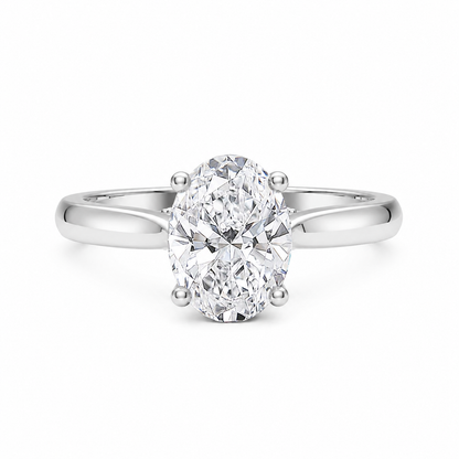 Oval Cut Cathedral Setting Lab Grown Diamond Ring with Pavé Bridge ✧ 1-4 Carat