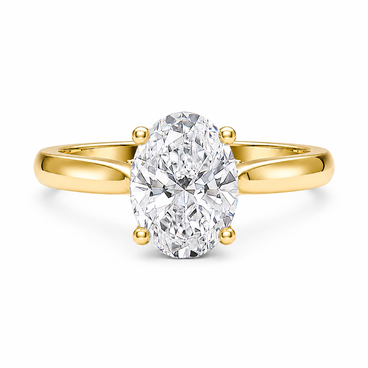 Oval Cut Cathedral Setting Lab Grown Diamond Ring with Pavé Bridge ✧ 1-4 Carat