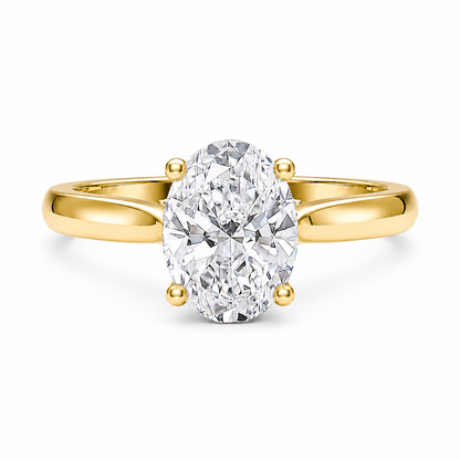 Oval Cut Cathedral Setting Lab Grown Diamond Ring with Pavé Bridge ✧ 1-4 Carat