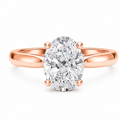 Oval Cut Cathedral Setting Lab Grown Diamond Ring with Pavé Bridge ✧ 1-4 Carat