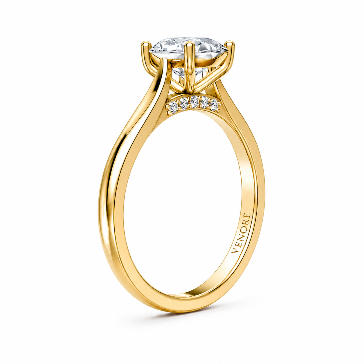 Oval Cut Cathedral Setting Lab Grown Diamond Ring with Pavé Bridge ✧ 1-4 Carat