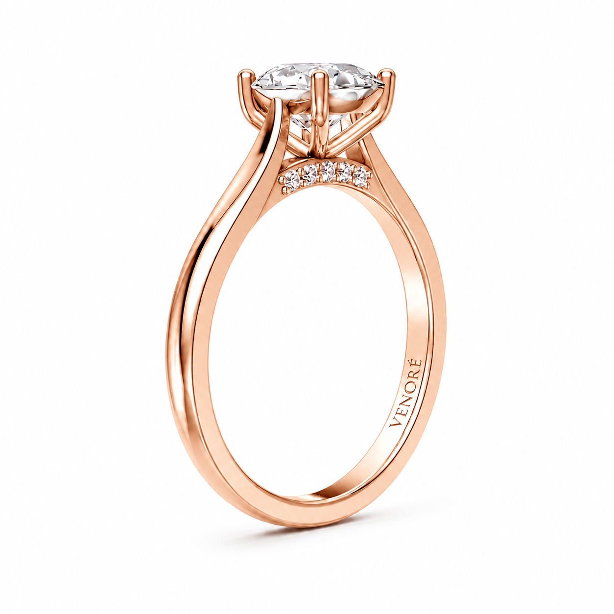 Oval Cut Cathedral Setting Lab Grown Diamond Ring with Pavé Bridge ✧ 1-4 Carat