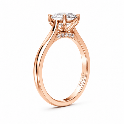 Oval Cut Cathedral Setting Lab Grown Diamond Ring with Pavé Bridge ✧ 1-4 Carat
