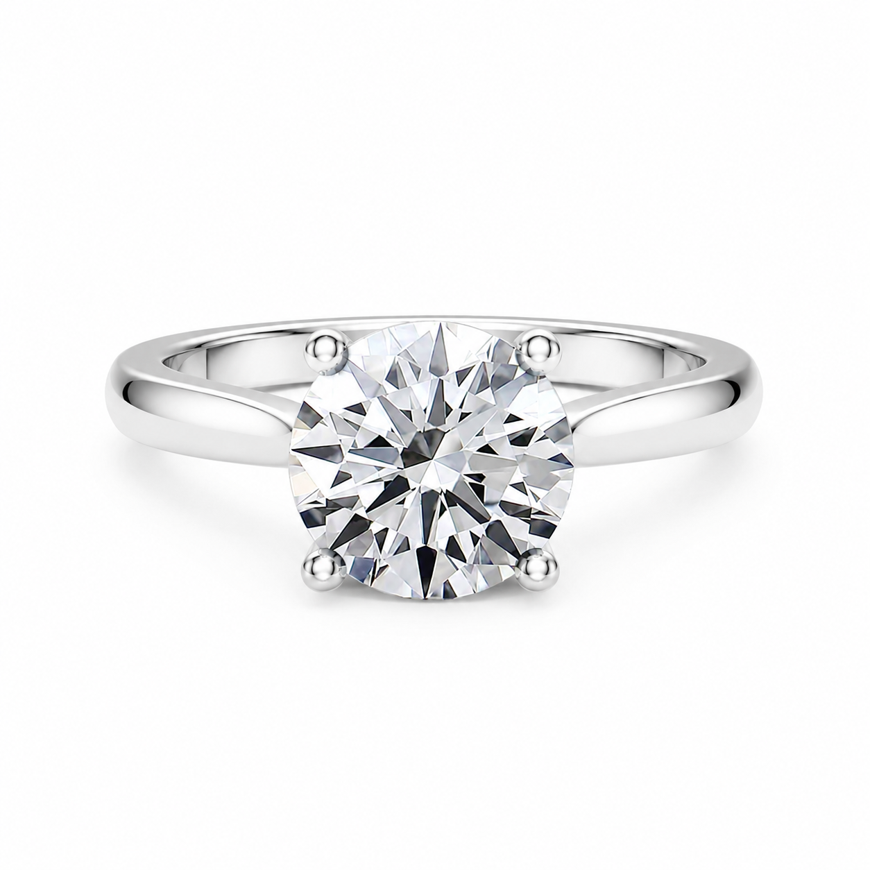 Round Cut Cathedral Setting Lab Grown Diamond Ring with Pavé Bridge✧ 1-4 Carat