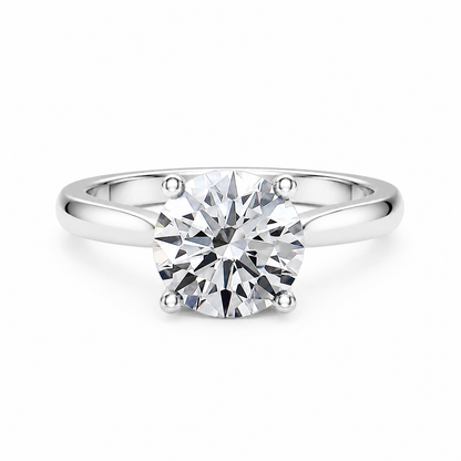 Round Cut Cathedral Setting Lab Grown Diamond Ring with Pavé Bridge✧ 1-4 Carat