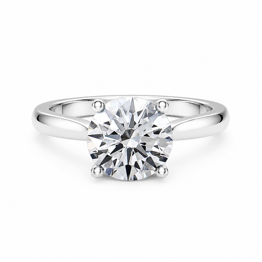 Round Cut Cathedral Setting Lab Grown Diamond Ring with Pavé Bridge✧ 1-4 Carat