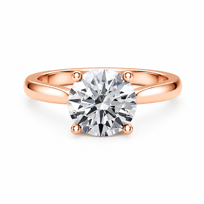 Round Cut Cathedral Setting Lab Grown Diamond Ring with Pavé Bridge✧ 1-4 Carat