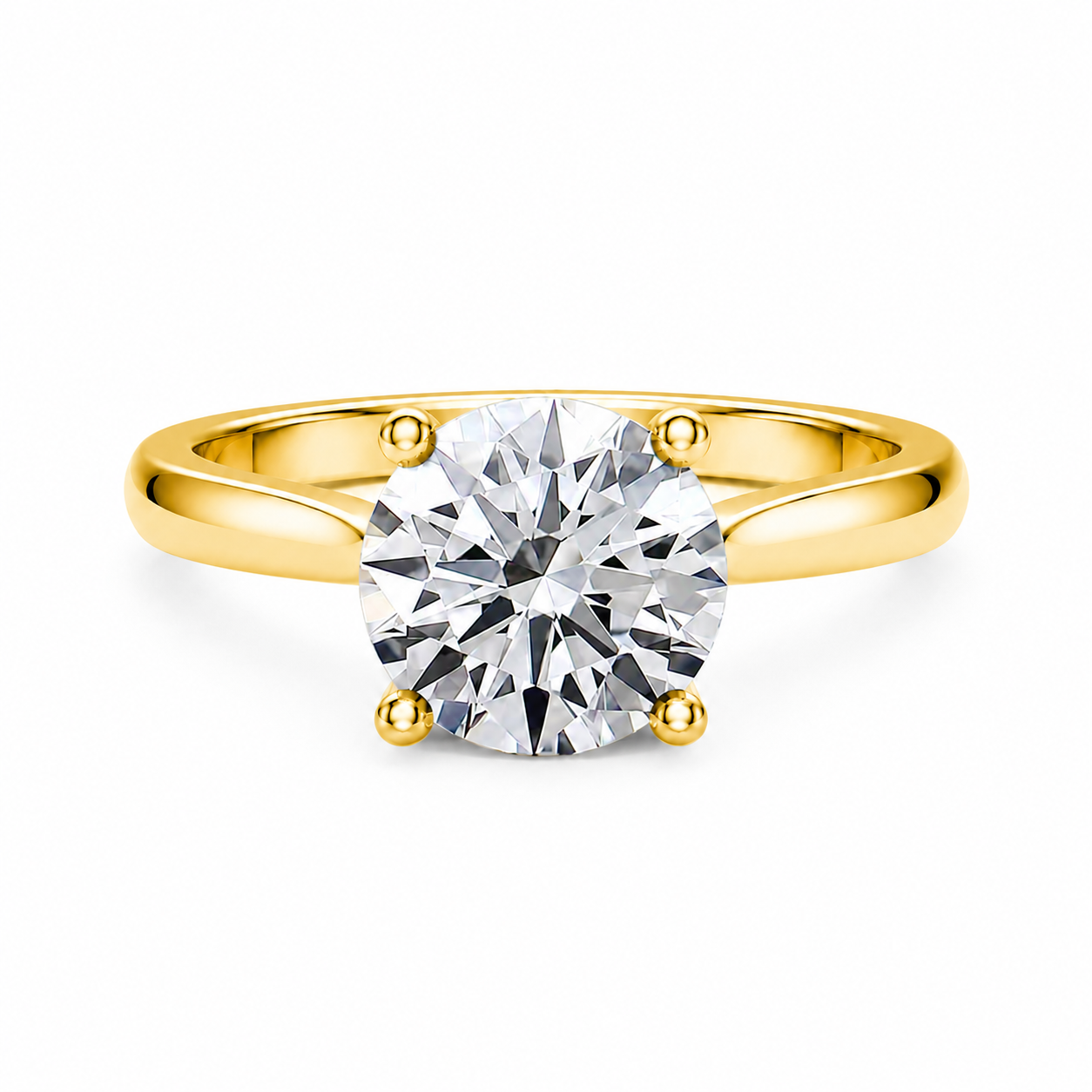 Round Cut Cathedral Setting Lab Grown Diamond Ring with Pavé Bridge✧ 1-4 Carat