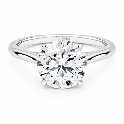 Round Cut Cathedral Setting Lab Grown Diamond Ring with Hidden Halo and Pavé Bridge ✧ 1-4 Carat