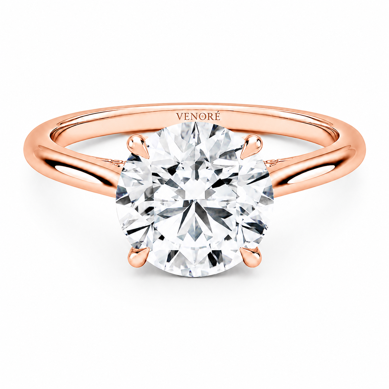 Round Cut Cathedral Setting Lab Grown Diamond Ring with Hidden Halo and Pavé Bridge ✧ 1-4 Carat