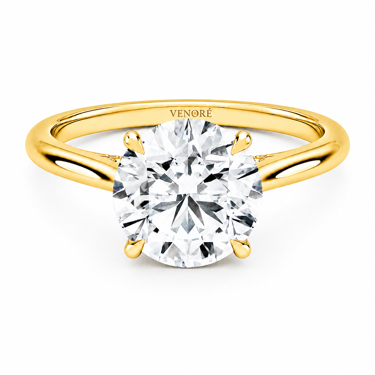 Round Cut Cathedral Setting Lab Grown Diamond Ring with Hidden Halo and Pavé Bridge ✧ 1-4 Carat
