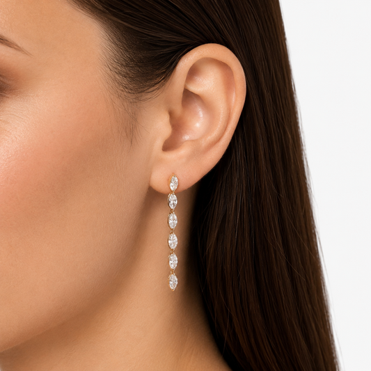 Lumière - Marquise Cut Lab Grown Diamond Drop Earrings ✧ 2.5 Carat