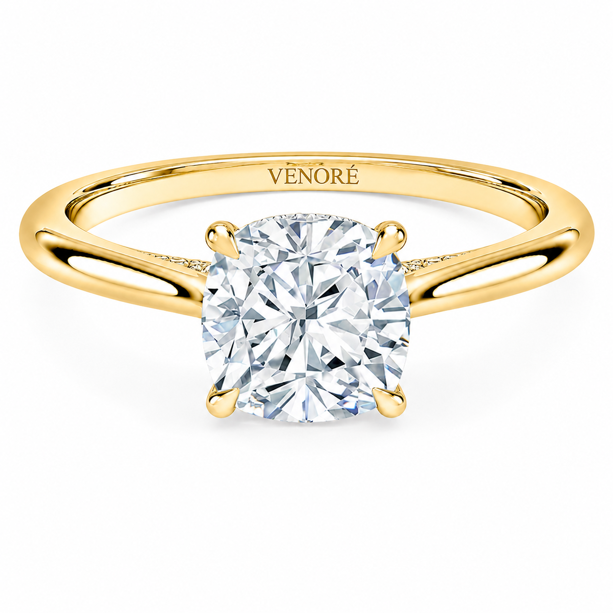 Cushion Cut Cathedral Setting Lab Grown Diamond Ring with Hidden Halo and Pavé Bridge ✧ 1-4 Carat
