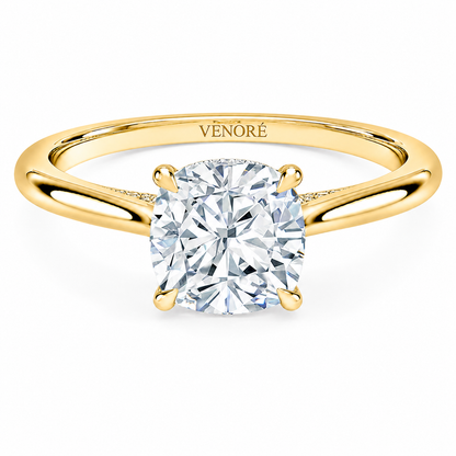 Cushion Cut Cathedral Setting Lab Grown Diamond Ring with Hidden Halo and Pavé Bridge ✧ 1-4 Carat
