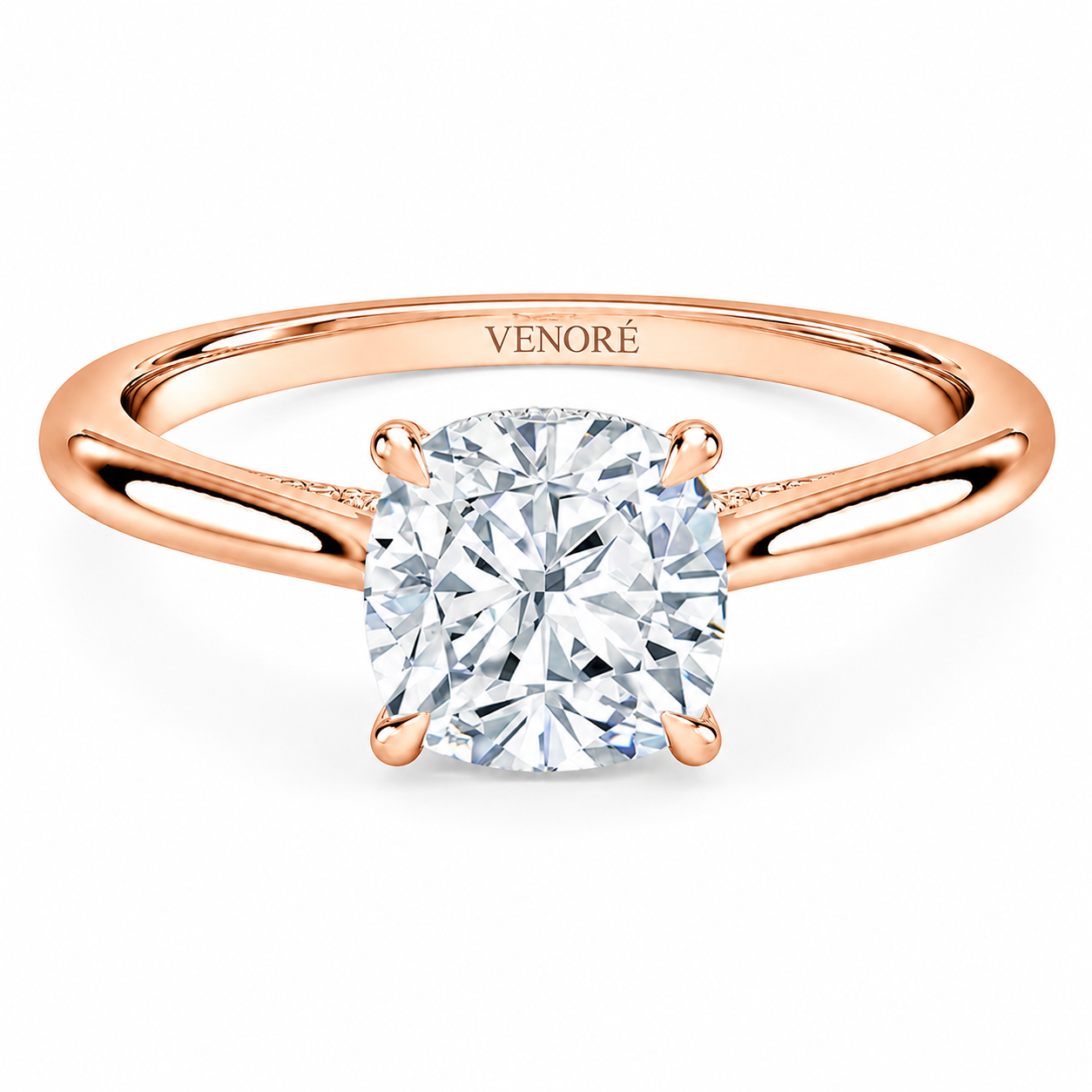 Cushion Cut Cathedral Setting Lab Grown Diamond Ring with Hidden Halo and Pavé Bridge ✧ 1-4 Carat