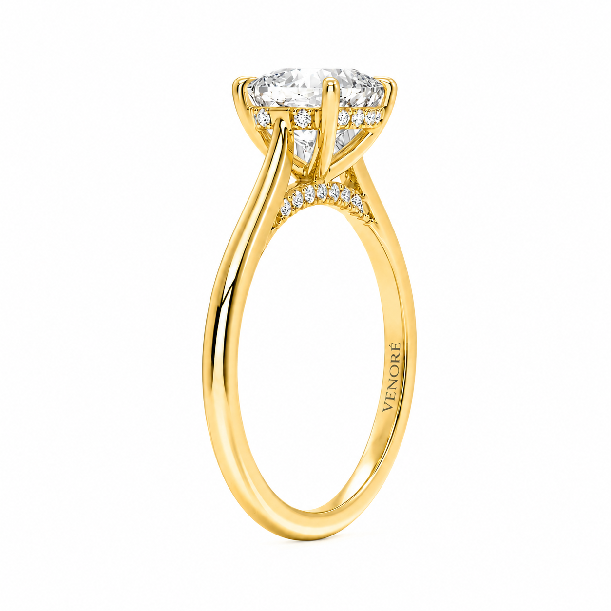 Cushion Cut Cathedral Setting Lab Grown Diamond Ring with Hidden Halo and Pavé Bridge ✧ 1-4 Carat
