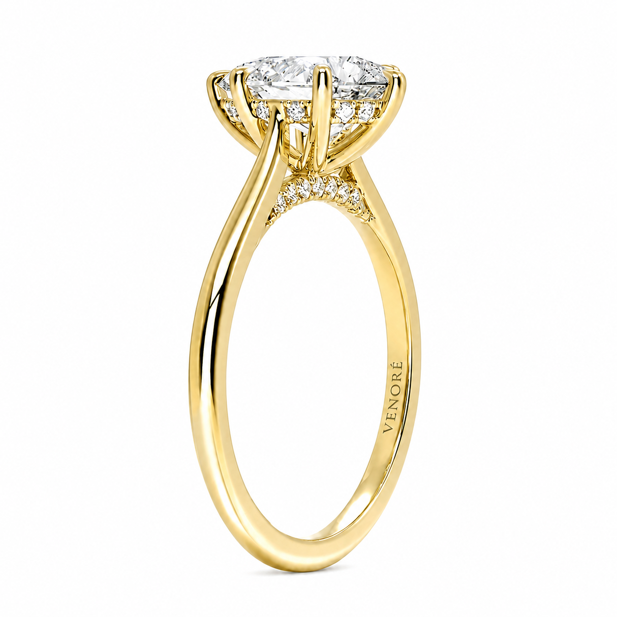 Pear Cut Cathedral Setting Lab Grown Diamond Ring with Hidden Halo and Pavé Bridge ✧ 1-4 Carat