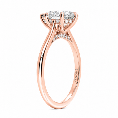 Pear Cut Cathedral Setting Lab Grown Diamond Ring with Hidden Halo and Pavé Bridge ✧ 1-4 Carat