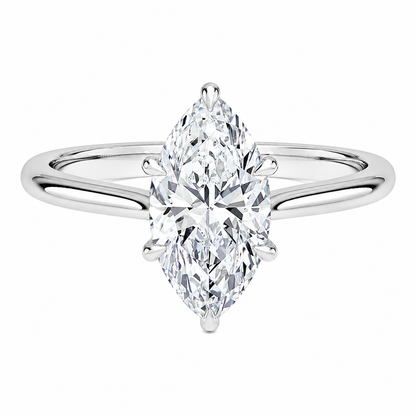 Marquise Cut Cathedral Setting Lab Grown Diamond Ring with Hidden Halo and Pavé Bridge ✧ 1-4 Carat