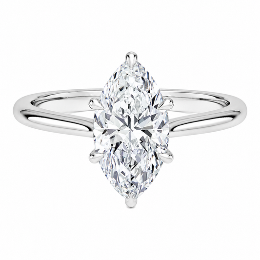 Marquise Cut Cathedral Setting Lab Grown Diamond Ring with Hidden Halo and Pavé Bridge ✧ 1-4 Carat