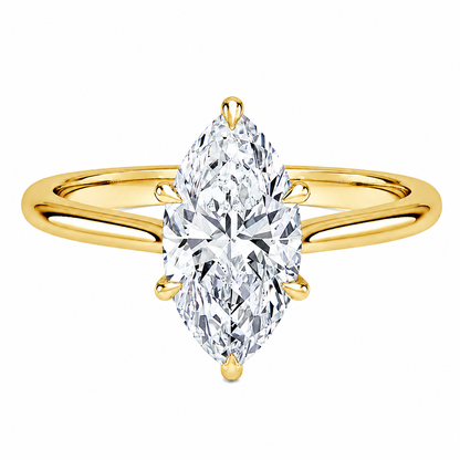 Marquise Cut Cathedral Setting Lab Grown Diamond Ring with Hidden Halo and Pavé Bridge ✧ 1-4 Carat