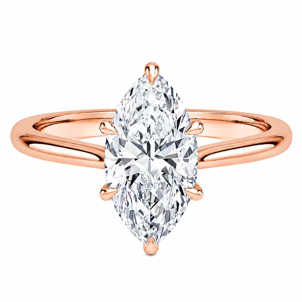Marquise Cut Cathedral Setting Lab Grown Diamond Ring with Hidden Halo and Pavé Bridge ✧ 1-4 Carat