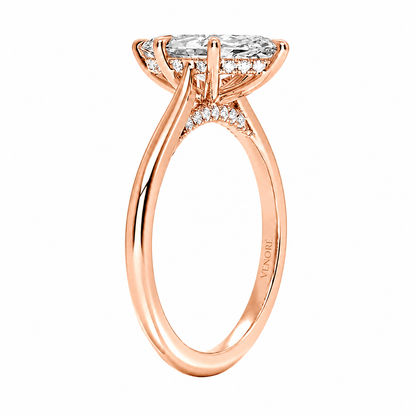 Marquise Cut Cathedral Setting Lab Grown Diamond Ring with Hidden Halo and Pavé Bridge ✧ 1-4 Carat