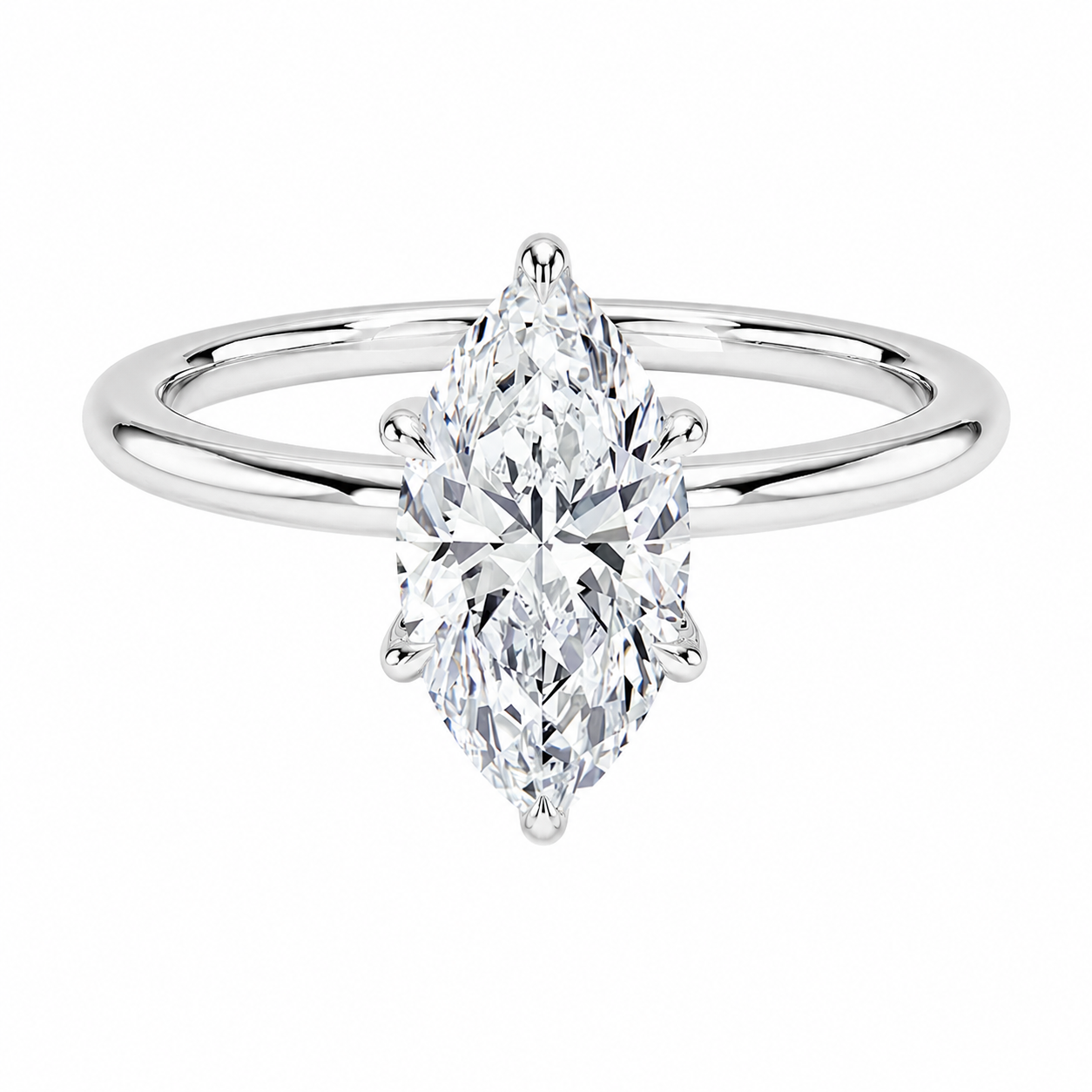 Marquise Cut Solitaire Lab Grown Diamond Ring ✧ 1-4 Carat