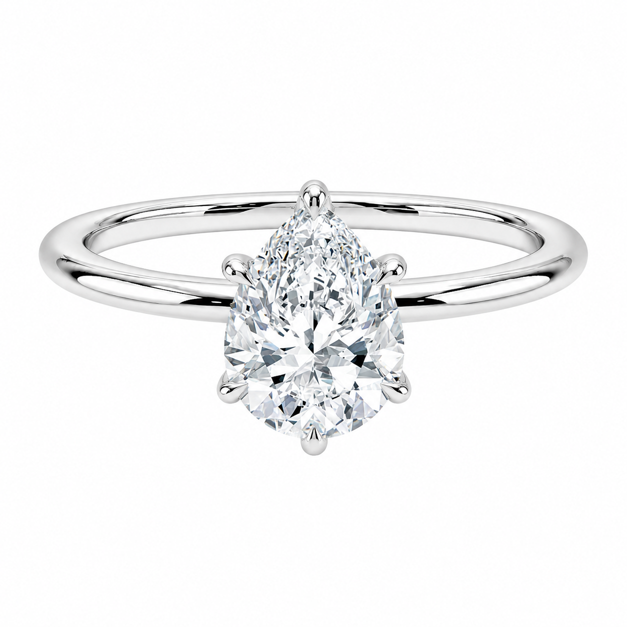 Pear Cut Solitaire Lab Grown Diamond Ring ✧ 1-4 Carat