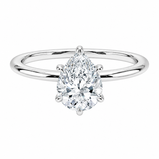 Pear Cut Solitaire Lab Grown Diamond Ring ✧ 1-4 Carat