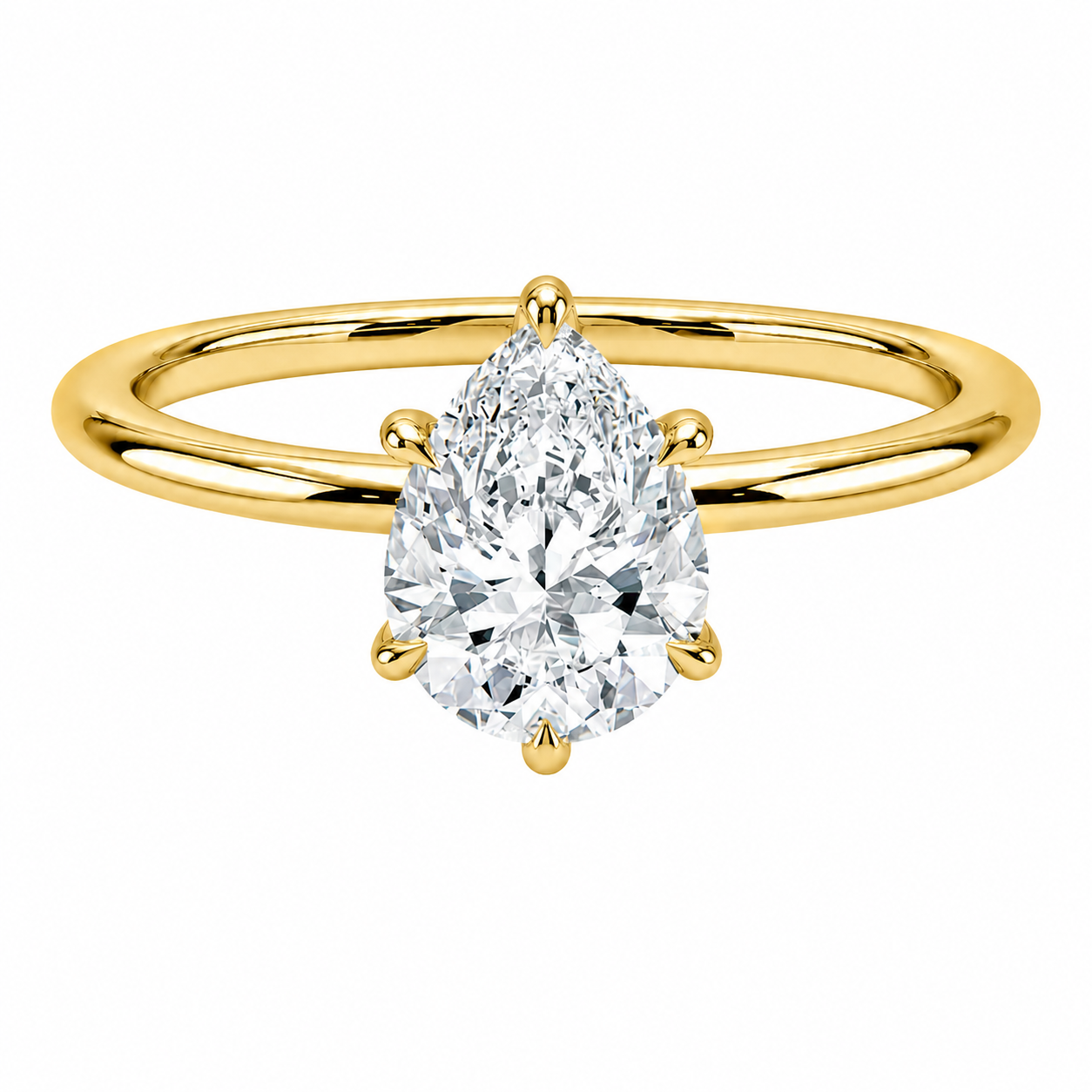 Pear Cut Solitaire Lab Grown Diamond Ring ✧ 1-4 Carat