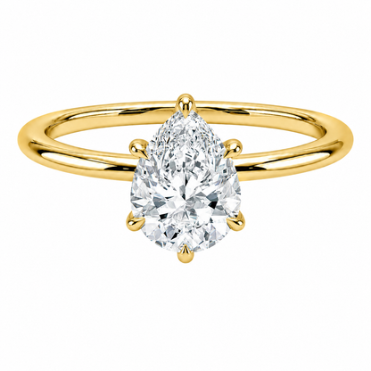 Pear Cut Solitaire Lab Grown Diamond Ring ✧ 1-4 Carat