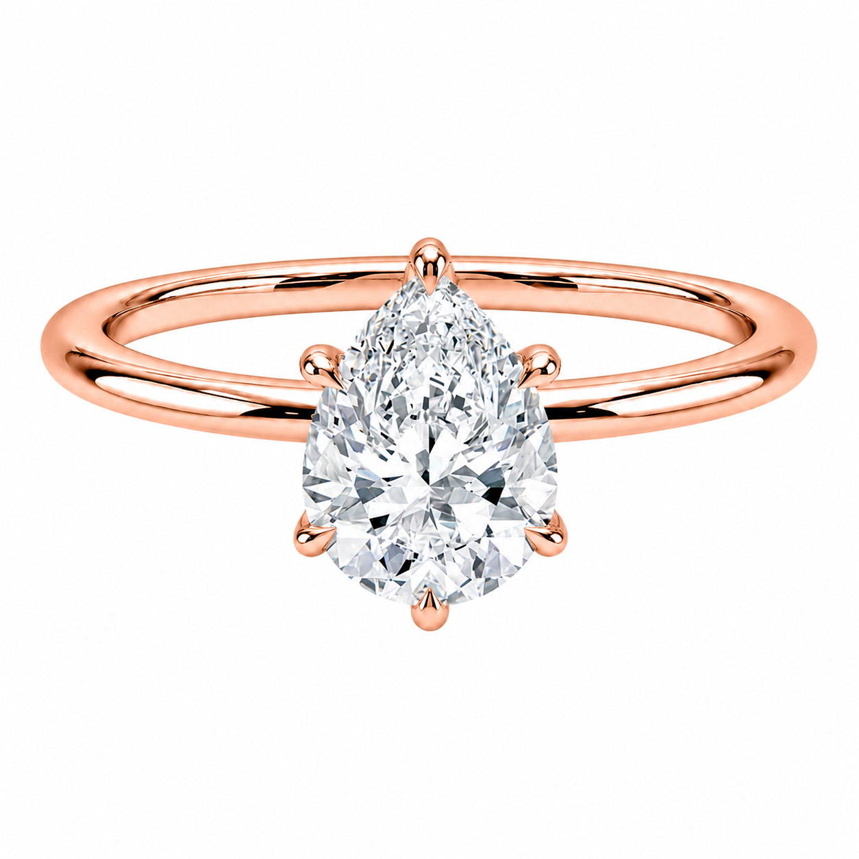 Pear Cut Solitaire Lab Grown Diamond Ring ✧ 1-4 Carat