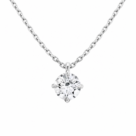 Round Cut Solitaire Lab Grown Diamond Pendant With Chain and Claw Prongs ✧ 1-4 Carat