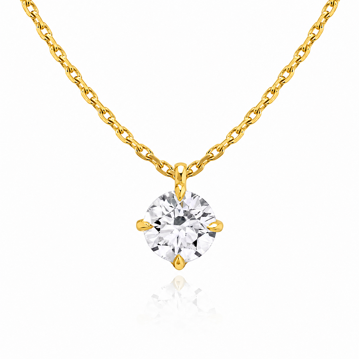 Round Cut Solitaire Lab Grown Diamond Pendant With Chain and Claw Prongs ✧ 1-4 Carat