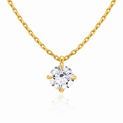 Round Cut Solitaire Lab Grown Diamond Pendant With Chain and Claw Prongs ✧ 1-4 Carat