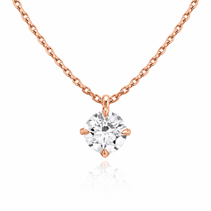 Round Cut Solitaire Lab Grown Diamond Pendant With Chain and Claw Prongs ✧ 1-4 Carat