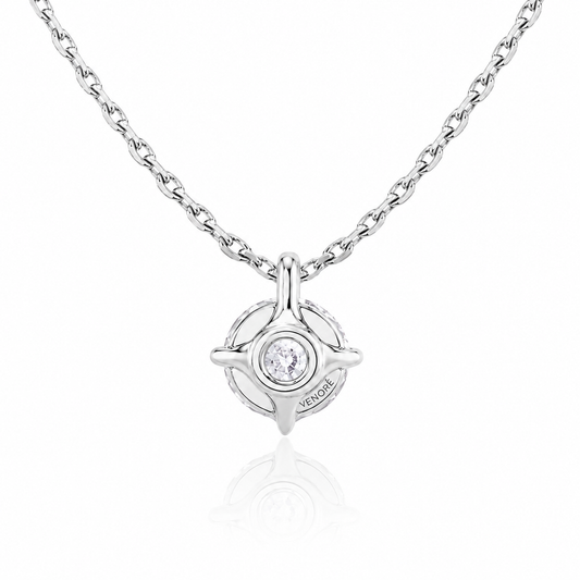 Round Cut Solitaire Lab Grown Diamond Pendant With Chain and Claw Prongs ✧ 1-4 Carat