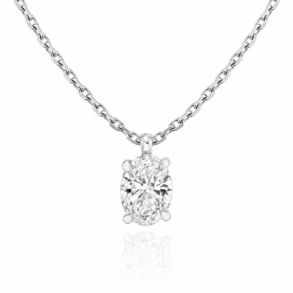 Oval Cut Solitaire Lab Grown Diamond Pendant With Chain ✧ 1-4 Carat