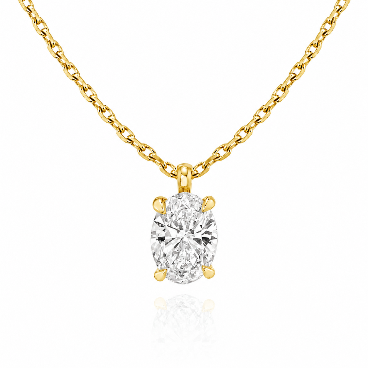 Oval Cut Solitaire Lab Grown Diamond Pendant With Chain ✧ 1-4 Carat