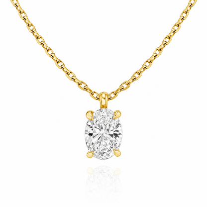 Oval Cut Solitaire Lab Grown Diamond Pendant With Chain ✧ 1-4 Carat