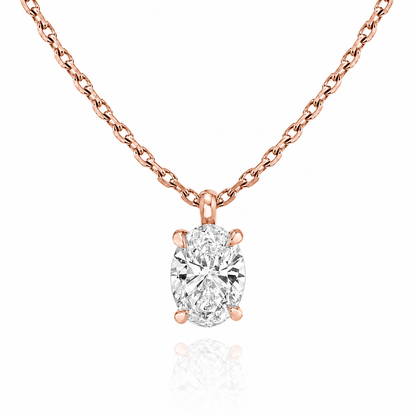 Oval Cut Solitaire Lab Grown Diamond Pendant With Chain ✧ 1-4 Carat