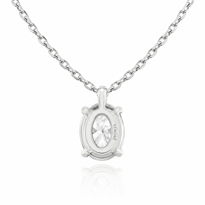 Oval Cut Solitaire Lab Grown Diamond Pendant With Chain ✧ 1-4 Carat